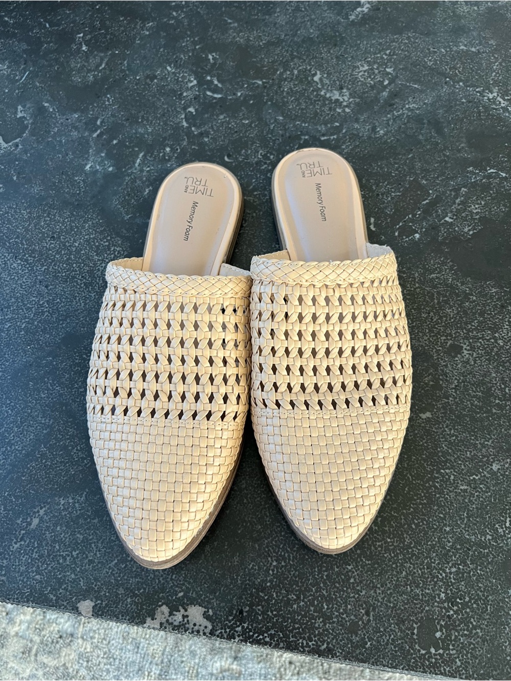 Women’s Time and Tru beige mules